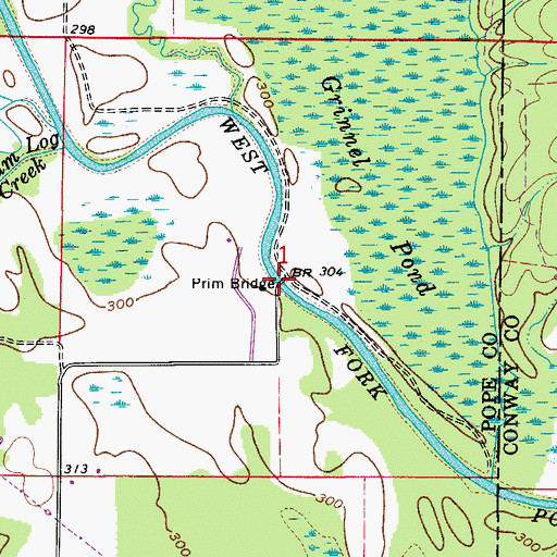 Topographic Map of Prim Bridge, AR