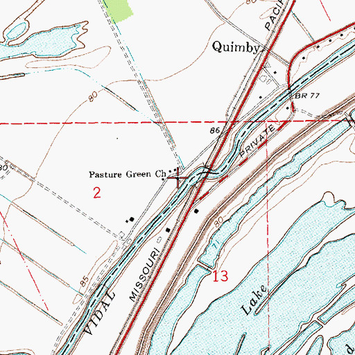 Topographic Map of Pasture Green Church, LA