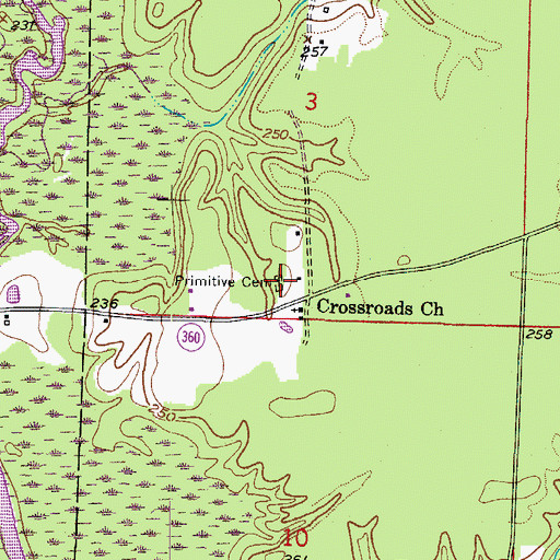 Topographic Map of Primitive Cemetery, AR
