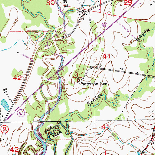 Topographic Map of Patterson Cemetery, LA