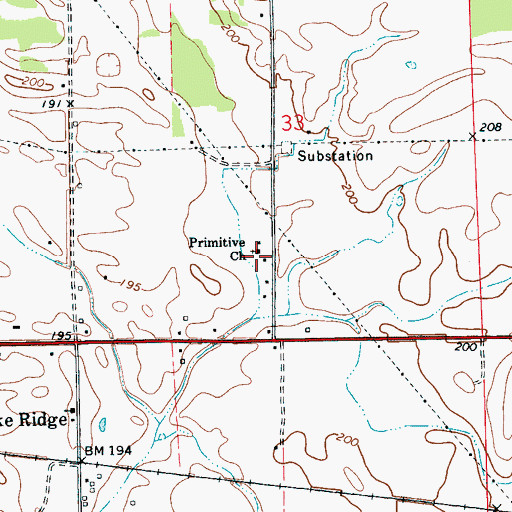 Topographic Map of Primitive Church, AR