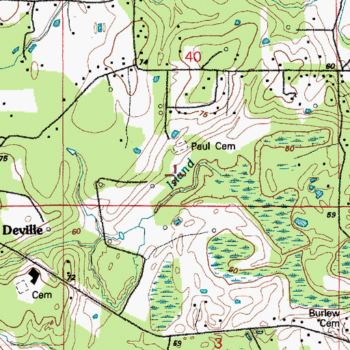 Topographic Map of Paul Cemetery, LA