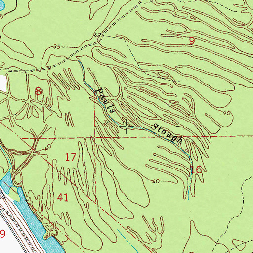 Topographic Map of Pauls Slough, LA