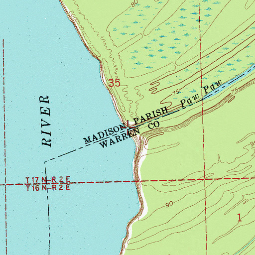 Topographic Map of Paw Paw Chute, LA