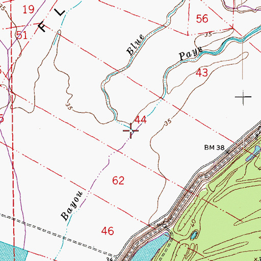 Topographic Map of Pays Bayou, LA