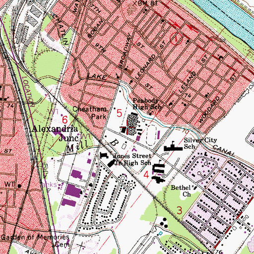 Topographic Map of Peabody Magnet High School, LA