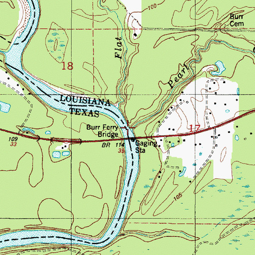 Topographic Map of Pearl Creek, LA