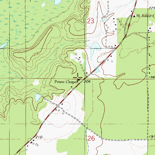 Topographic Map of Pease Chapel, LA