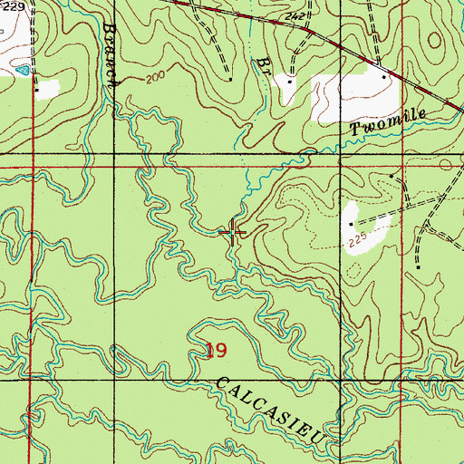 Topographic Map of Peavey Branch, LA
