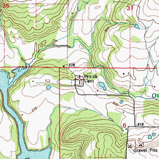 Topographic Map of Prince Cemetery, AR