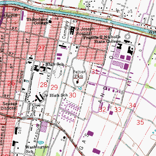 Topographic Map of Peltier Park, LA