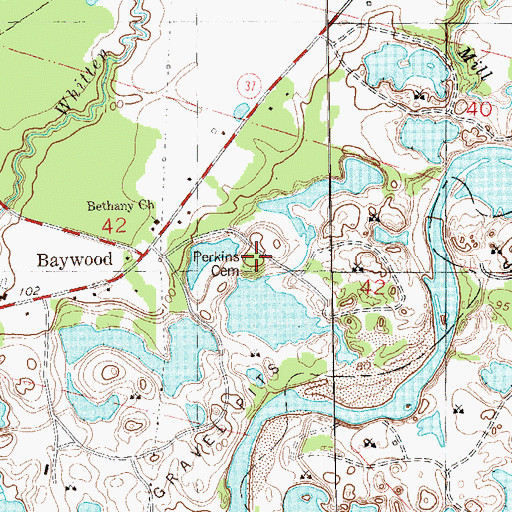 Topographic Map of Perkins Cemetery, LA