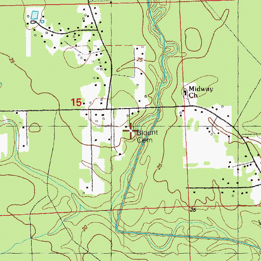 Topographic Map of Petes Rest Cemetery, LA