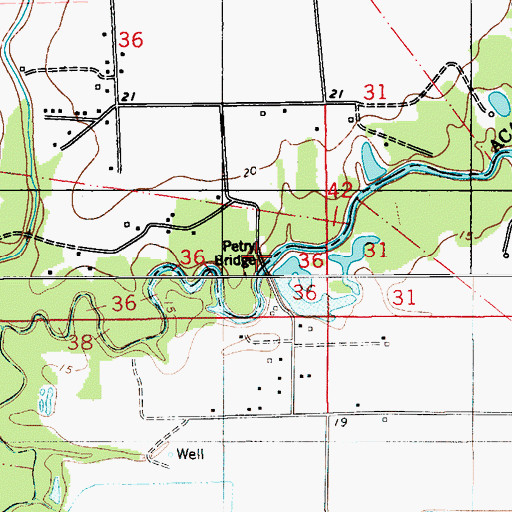 Topographic Map of Petry Bridge, LA