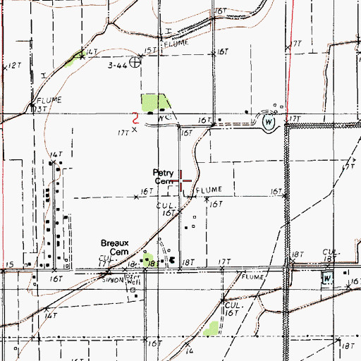Topographic Map of Petry Cemetery, LA