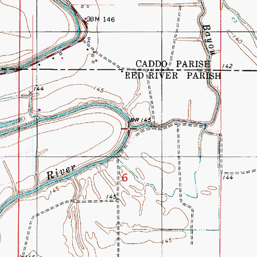 Topographic Map of Phillips Bayou, LA