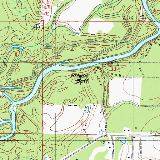 Topographic Map of Phillips Bluff, LA