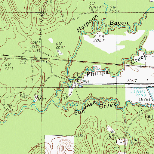 Topographic Map of Phillips Creek, LA