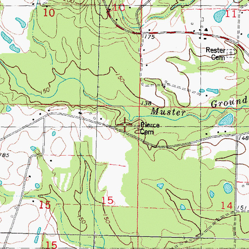 Topographic Map of Pierce Cemetery, LA
