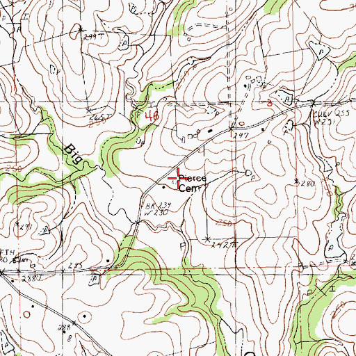 Topographic Map of Pierce Cemetery, LA