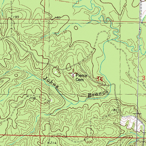Topographic Map of Pierce Cemetery, LA