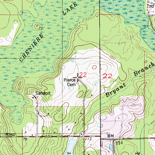 Topographic Map of Pierce Cemetery, LA