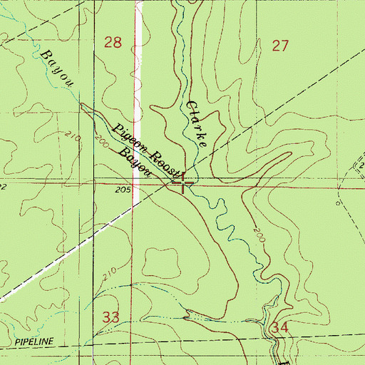 Topographic Map of Pigeon Roost Bayou, LA