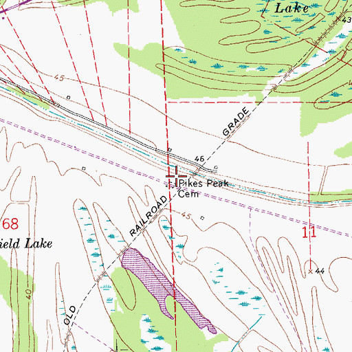 Topographic Map of Pikes Peak Cemetery, LA