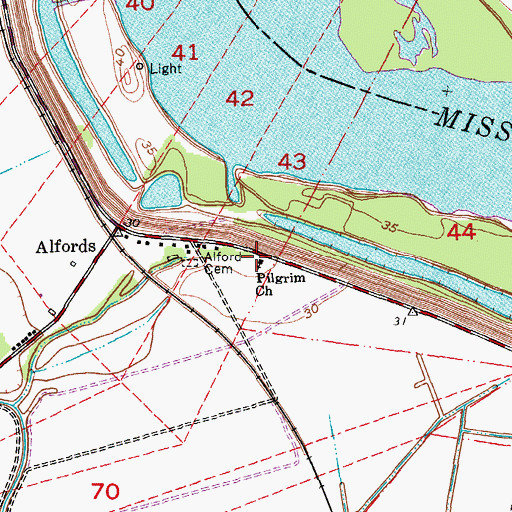 Topographic Map of Pilgrim Church, LA