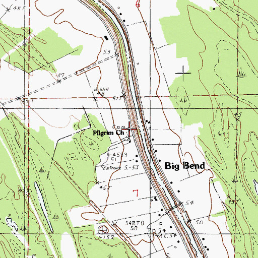 Topographic Map of Pilgrim Church, LA