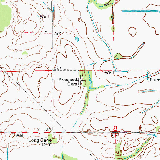 Topographic Map of Prospect Cemetery, AR