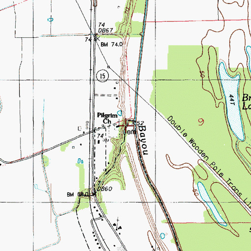 Topographic Map of Pilgrim Church, LA