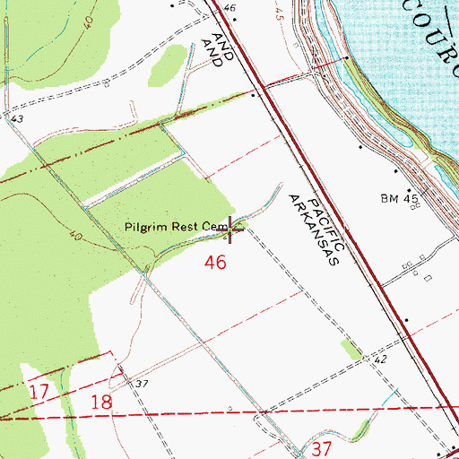Topographic Map of Pilgrim Rest Cemetery, LA