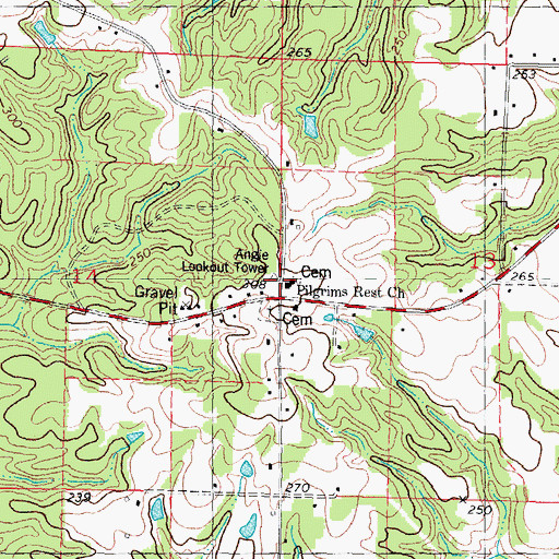 Topographic Map of Pilgrims Rest Church, LA