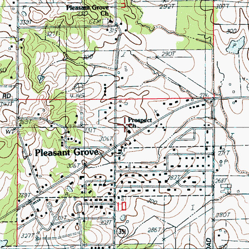 Topographic Map of Prospect Church, AR