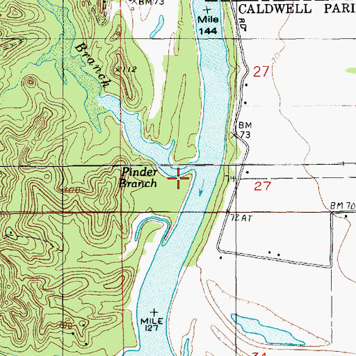 Topographic Map of Pinder Branch, LA