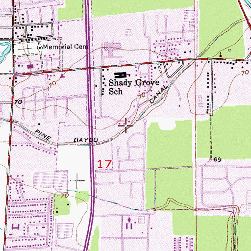 Topographic Map of Pine Bayou Canal, LA