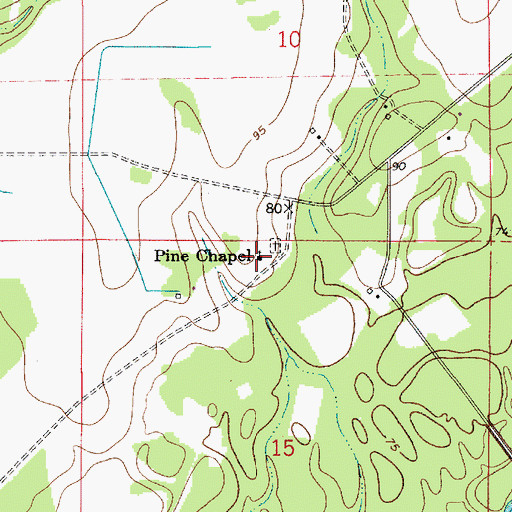 Topographic Map of Pine Chapel, LA