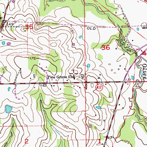Topographic Map of Pine Grove Church, LA
