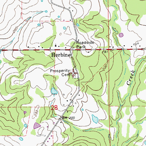 Topographic Map of Prosperity Cemetery, AR