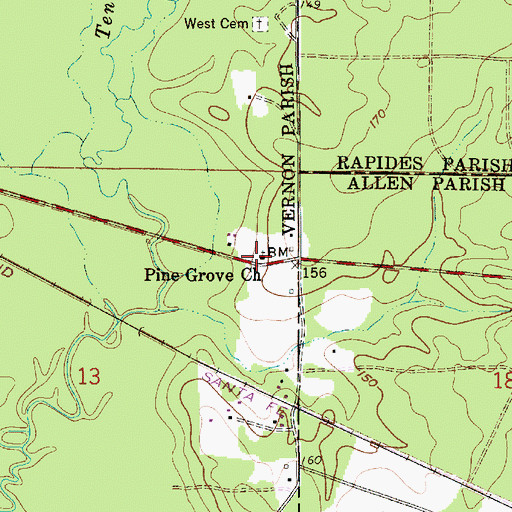 Topographic Map of Pine Grove Church, LA