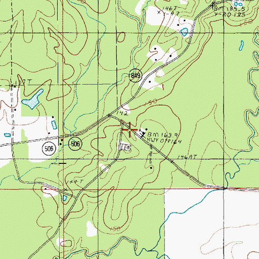 Topographic Map of Pine Grove Church, LA