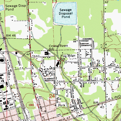 Topographic Map of Pine Ridge School, LA