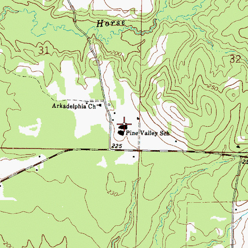 Topographic Map of Pine Valley School, LA