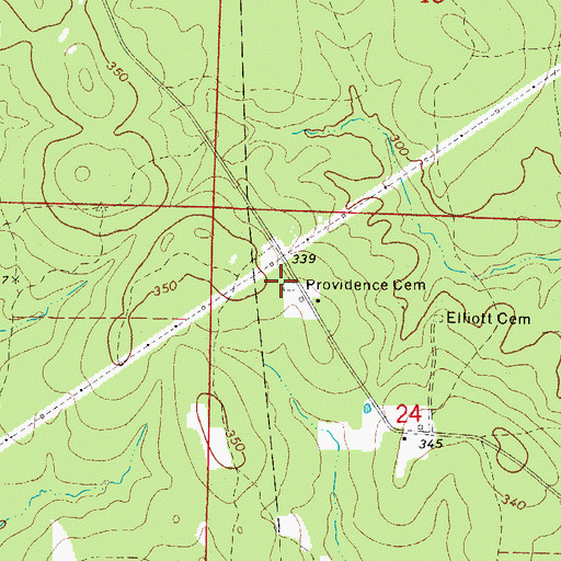 Topographic Map of Providence Cemetery, AR