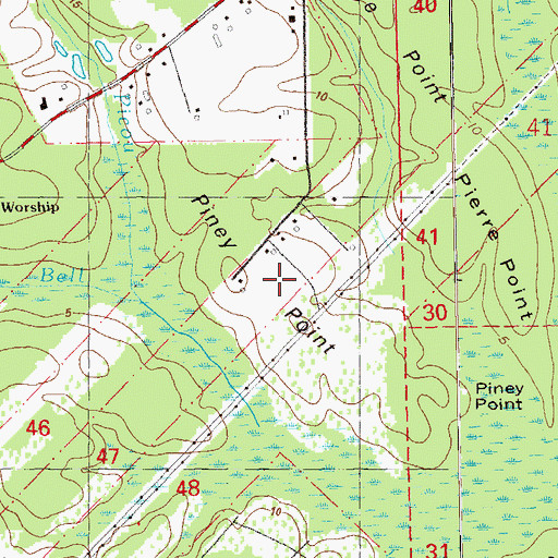 Topographic Map of Piney Point, LA