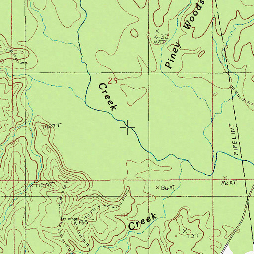 Topographic Map of Piney Woods Creek, LA