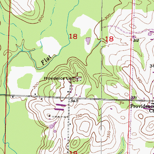 Topographic Map of Providence Cemetery, AR