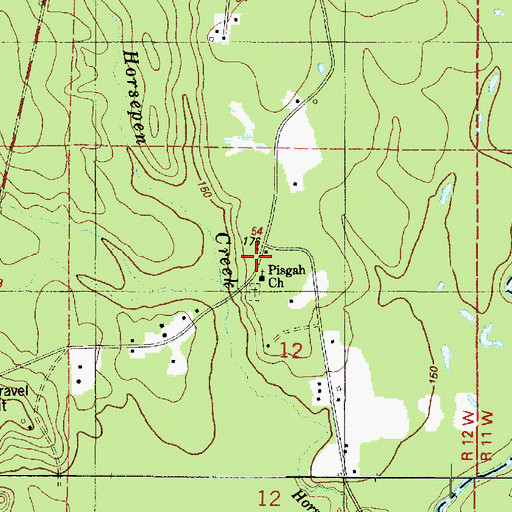 Topographic Map of Pisgah Church, LA