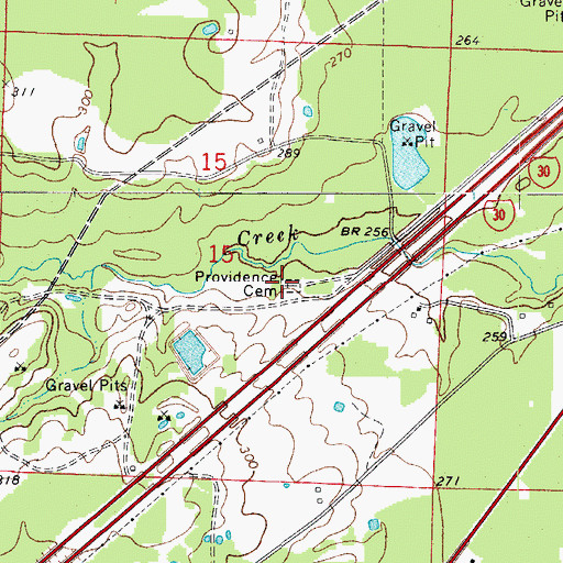 Topographic Map of Providence Cemetery, AR